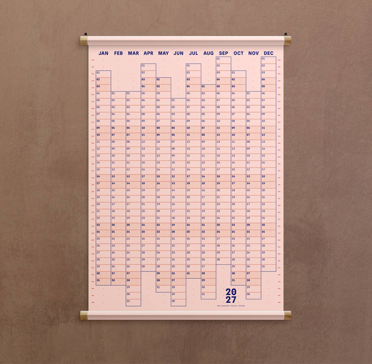 Dotline 2027 Large Yearly Wall Planner – Gold