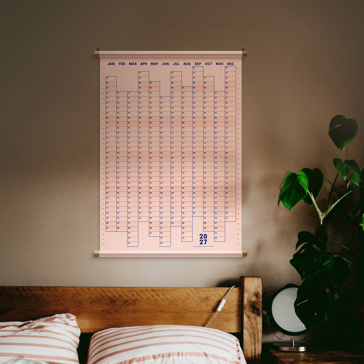 Mat Cuk Dotline 2027 Large Yearly Wall Planner – Nude