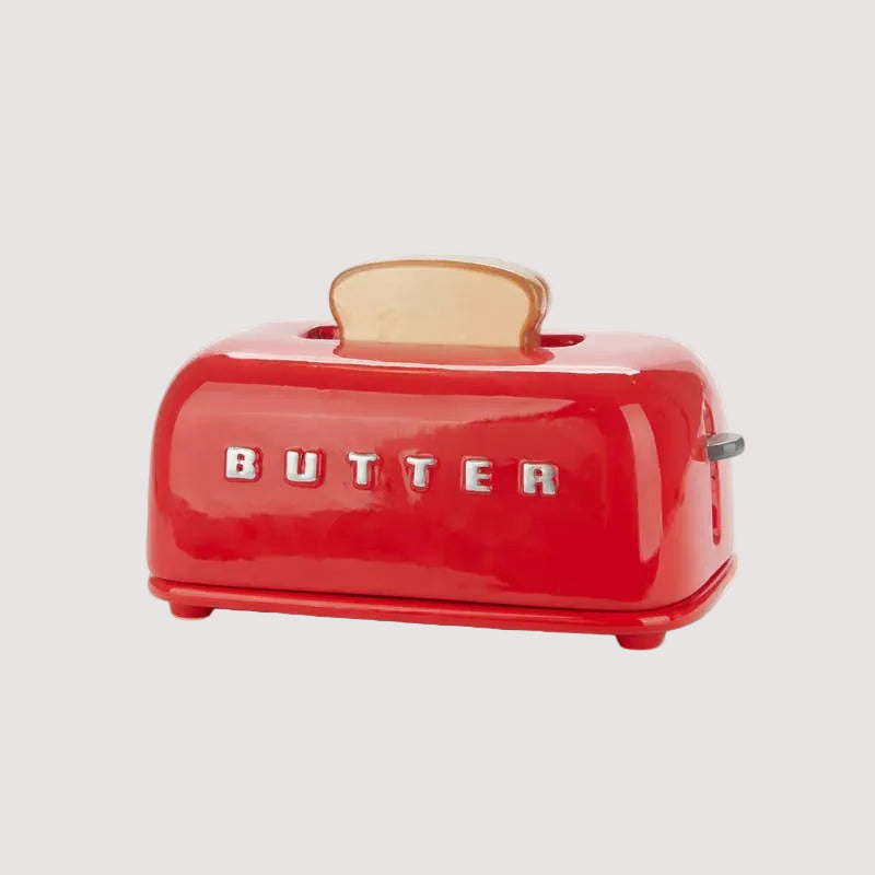 Toasty Ceramic Butter Dish Red
