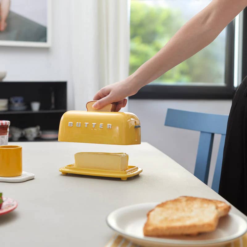 Toasty Ceramic Butter Dish Mustard