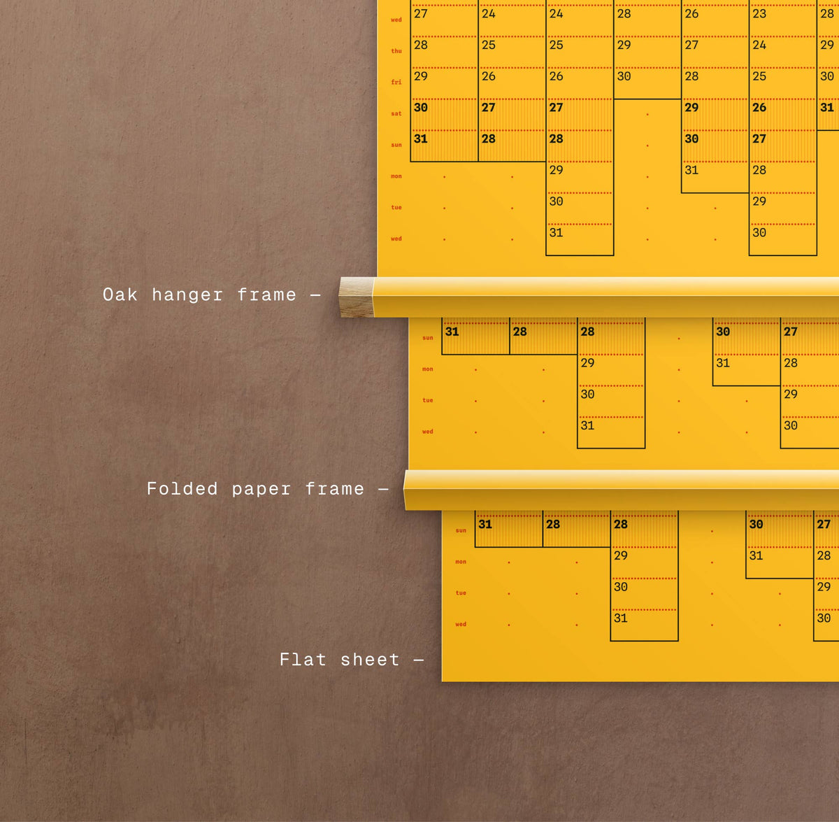 Dotline 2027 Large Yearly Wall Planner – Gold