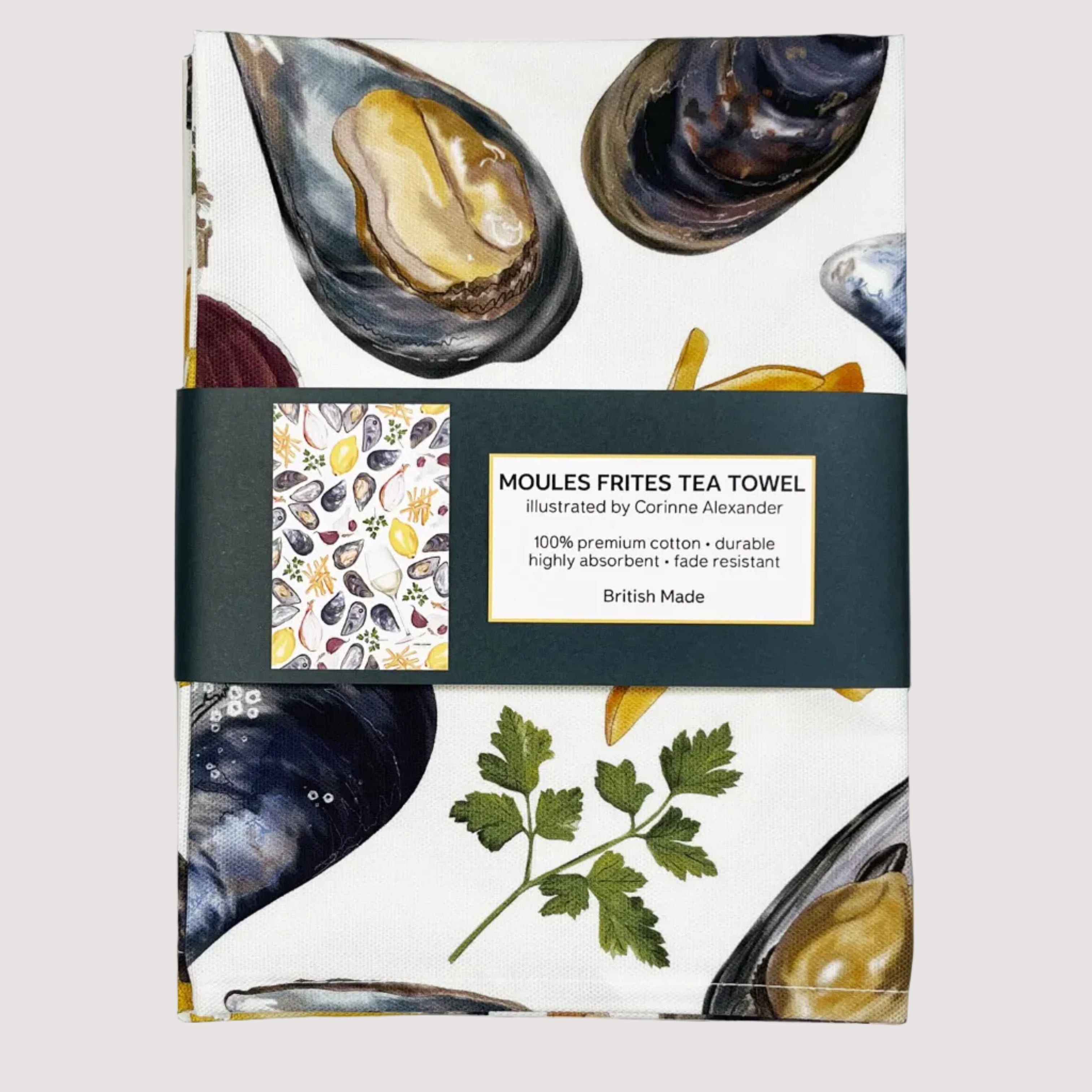 Moules Frites Tea Towel 100% Cotton