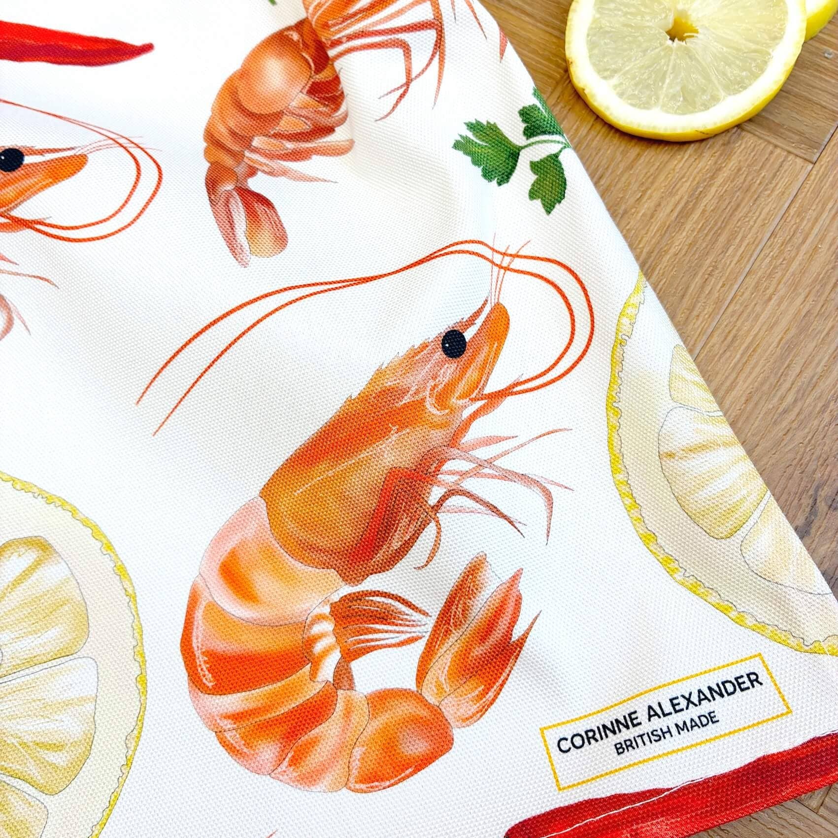 Prawn Tea Towel 100% Cotton