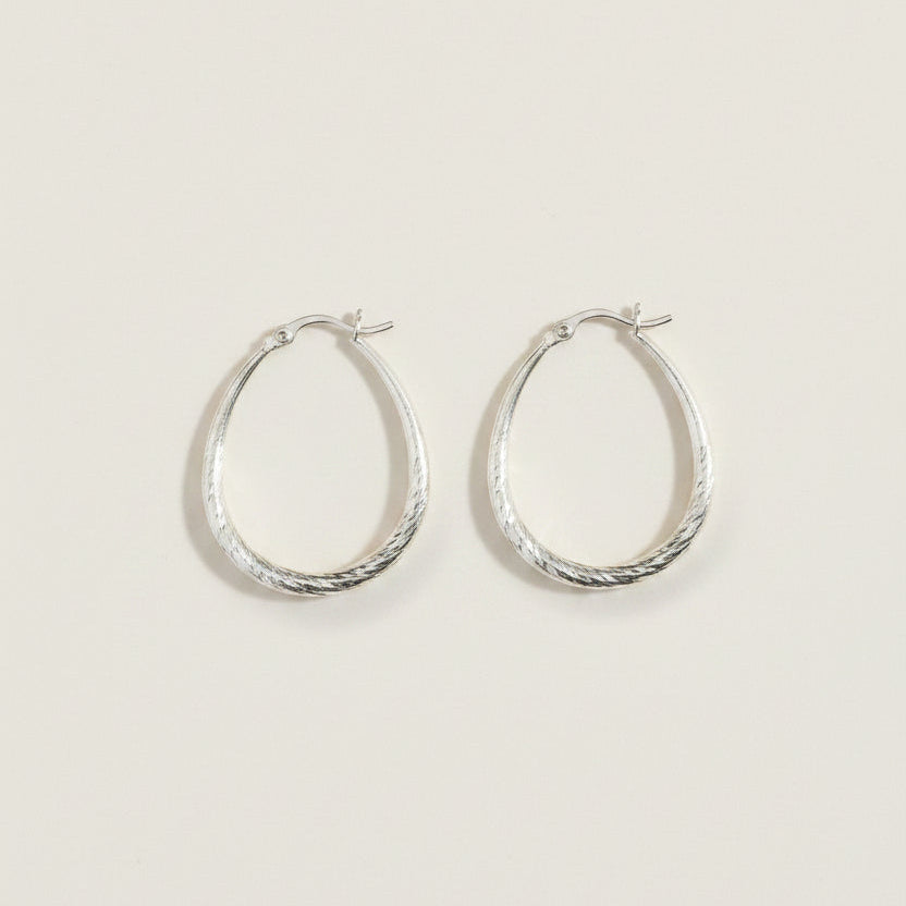 Hammered Oval Hoop Earrings