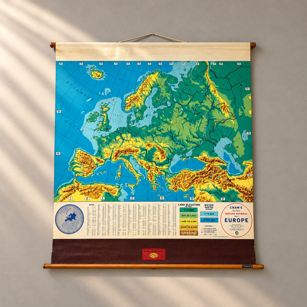 Cram’s Simplified Physical Map of Europe