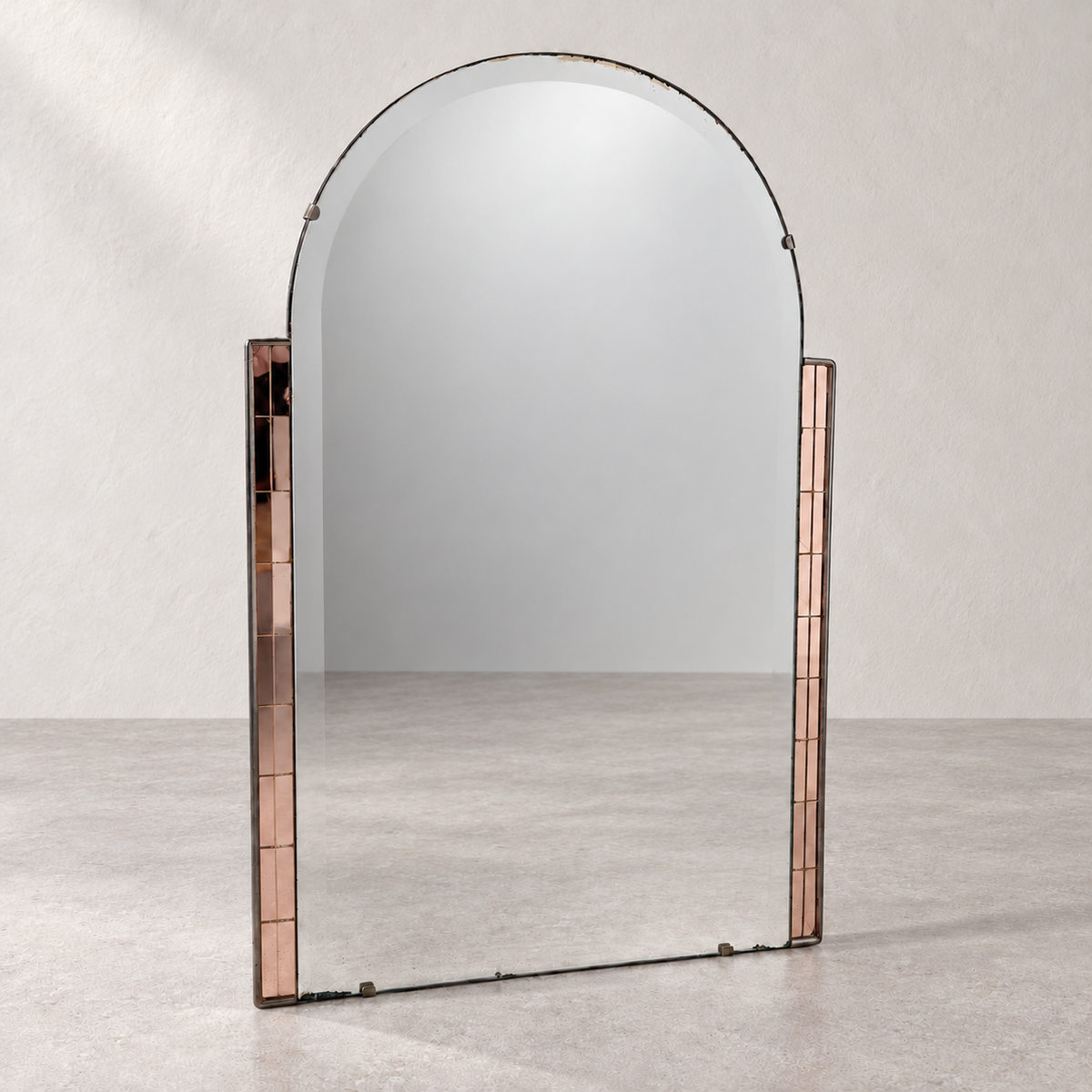 Original Art Deco Peach/Amber Mirror