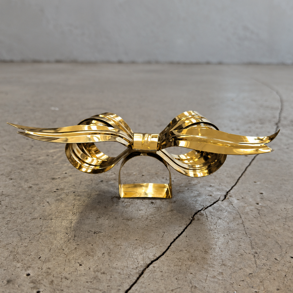 Set of 2 Bow Napkin Rings, Brass