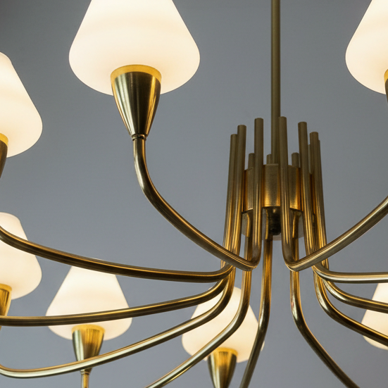 Arne Jacobsen 12-arm Brass Chandelier