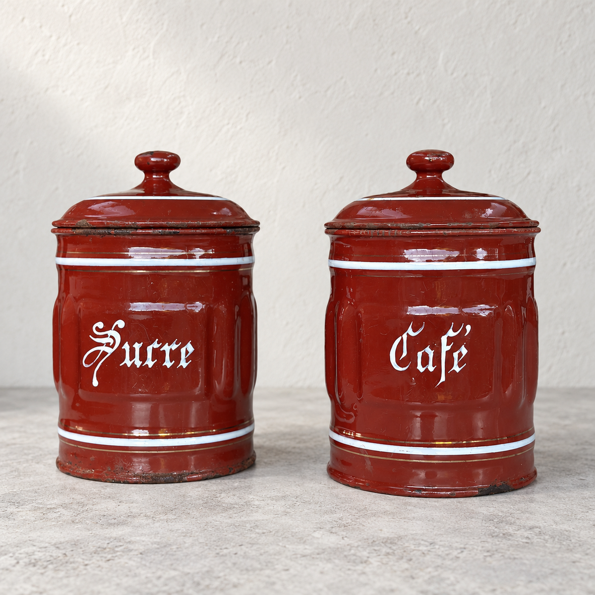 Sucre/Café French Enamel Kitchen Jars