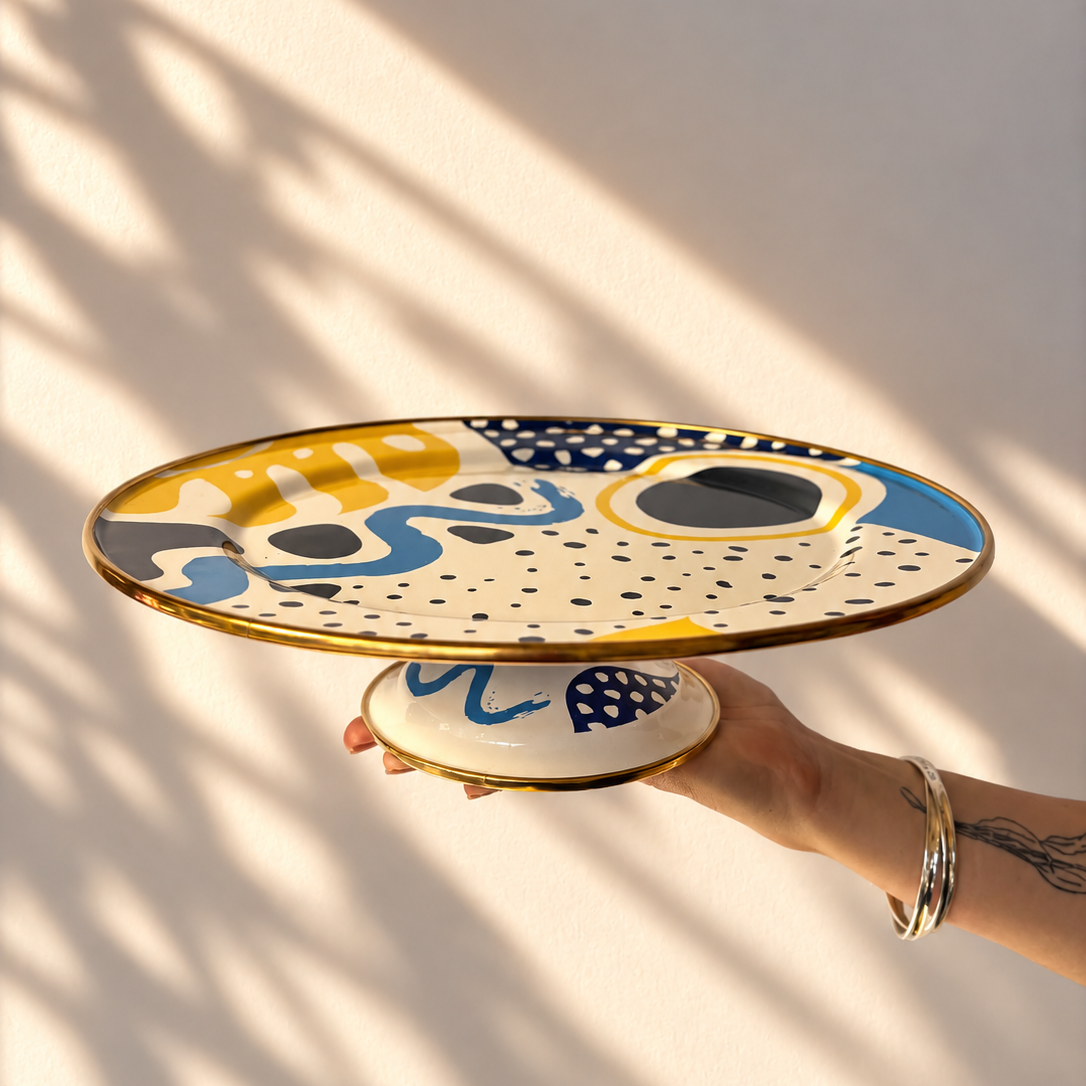 Flashback Footed Cake Serving Plate