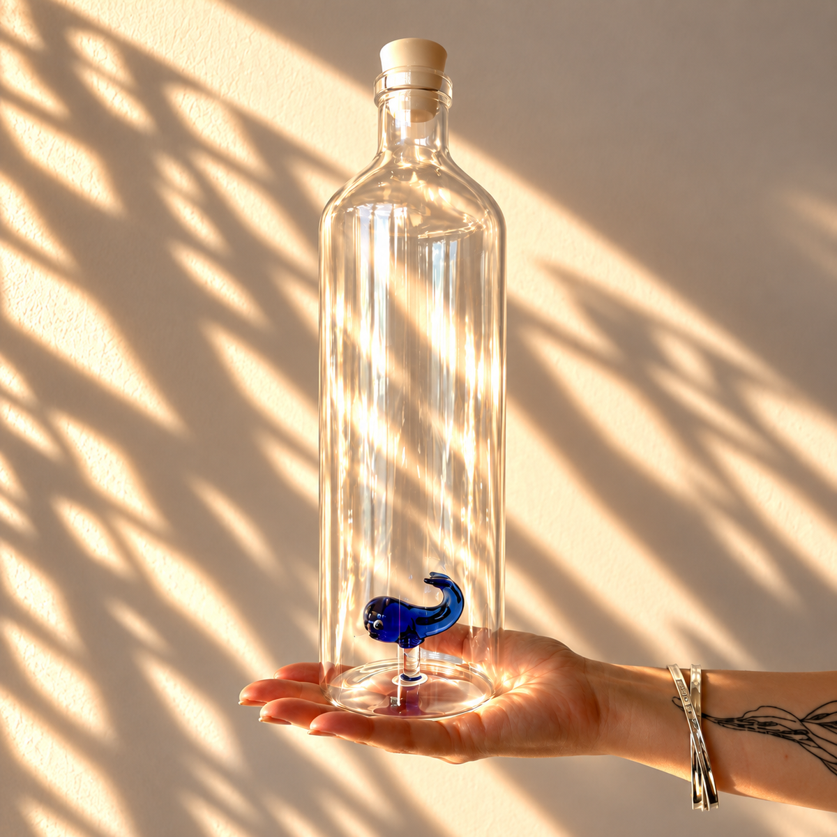 Blue Whale Glass Bottle
