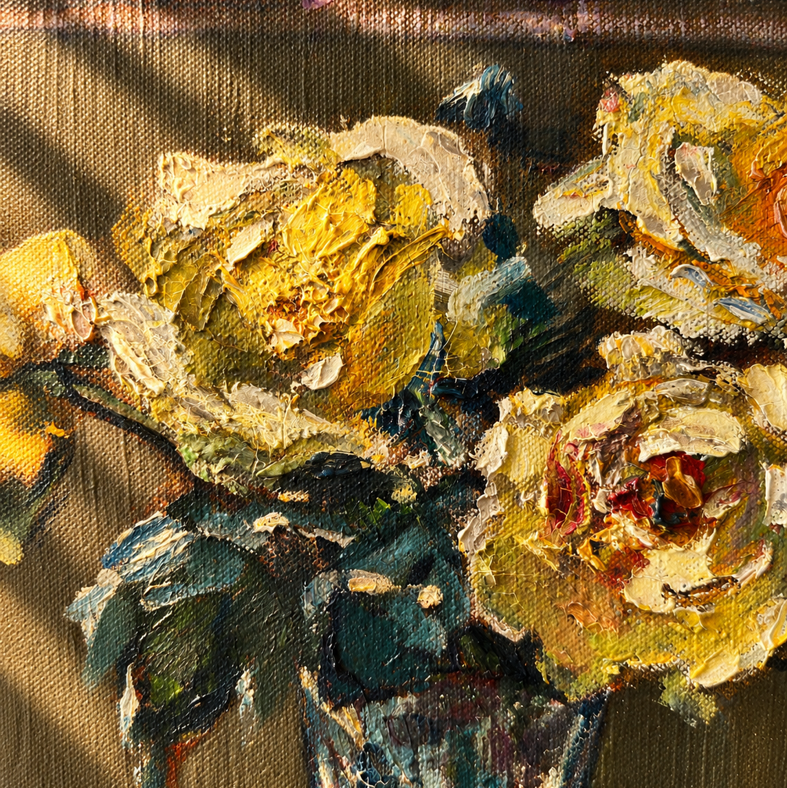 “Yellow Roses” by Nicole Rosendahl Oil on Canvas
