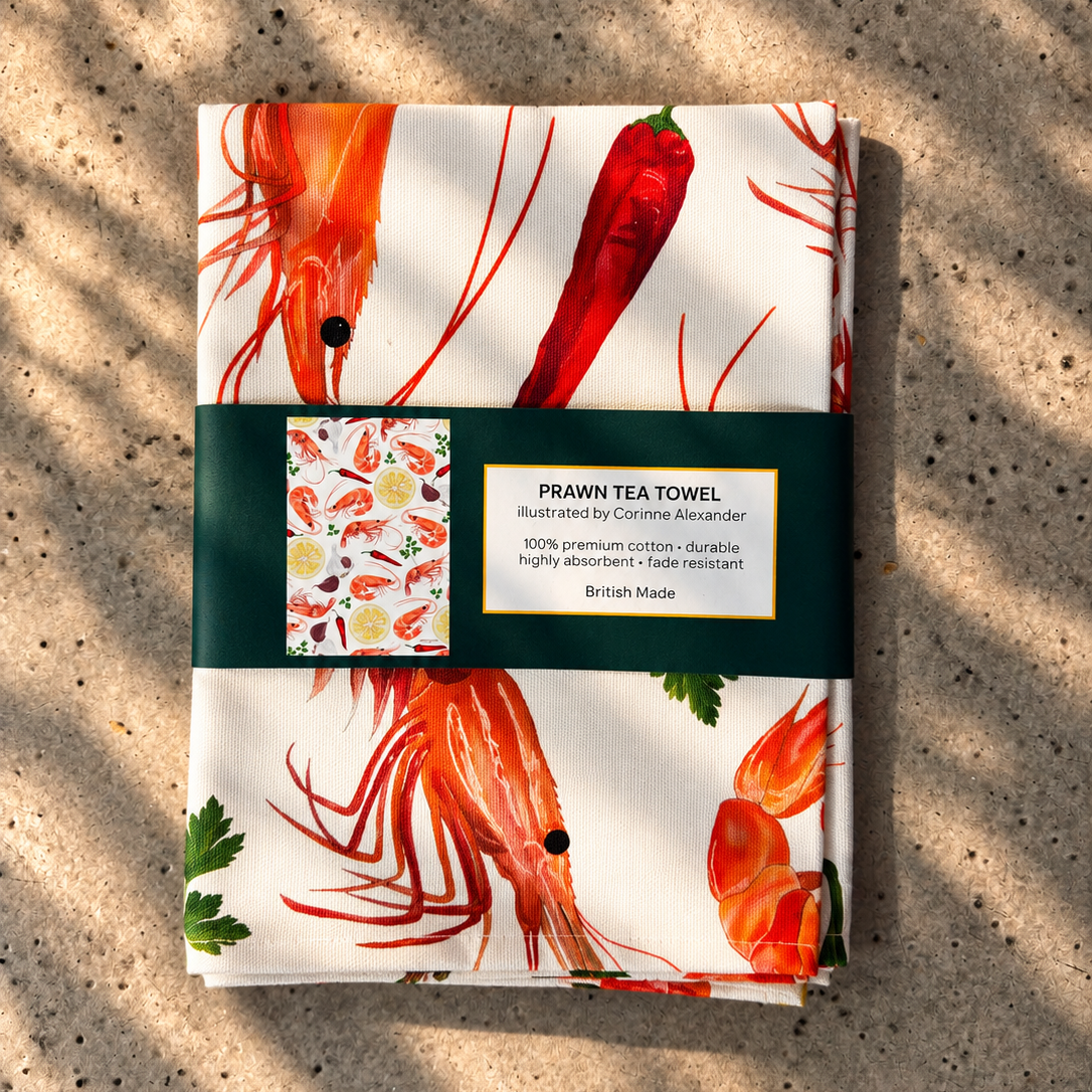 Prawn Tea Towel 100% Cotton