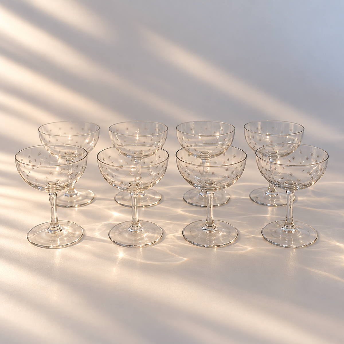 Stars Crystal Champagne Coupes - Set of 8