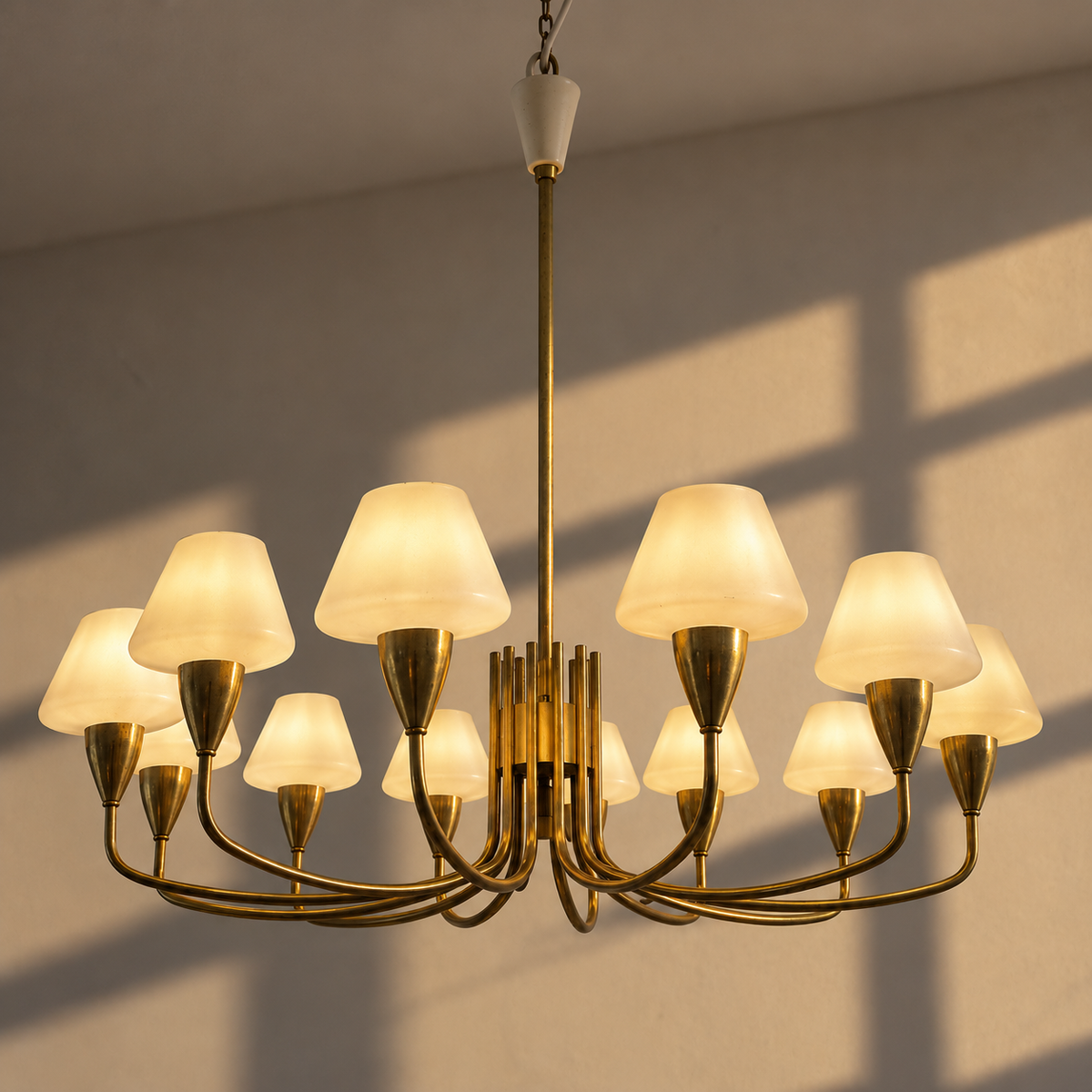Arne Jacobsen 12-arm Brass Chandelier