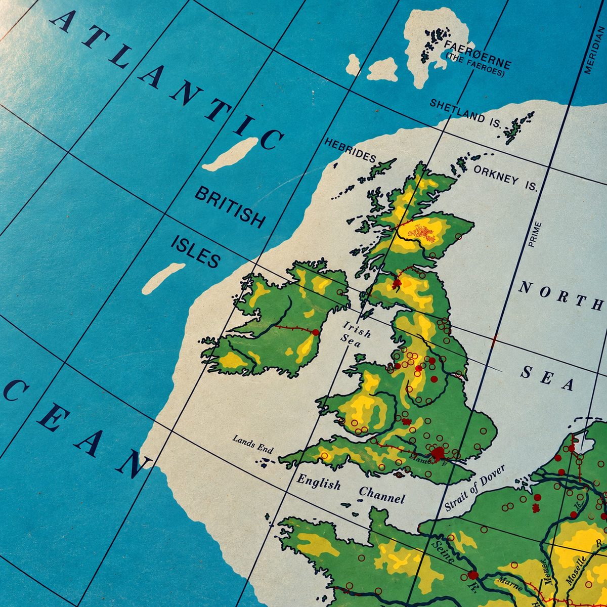 Cram’s Simplified Physical Map of Europe