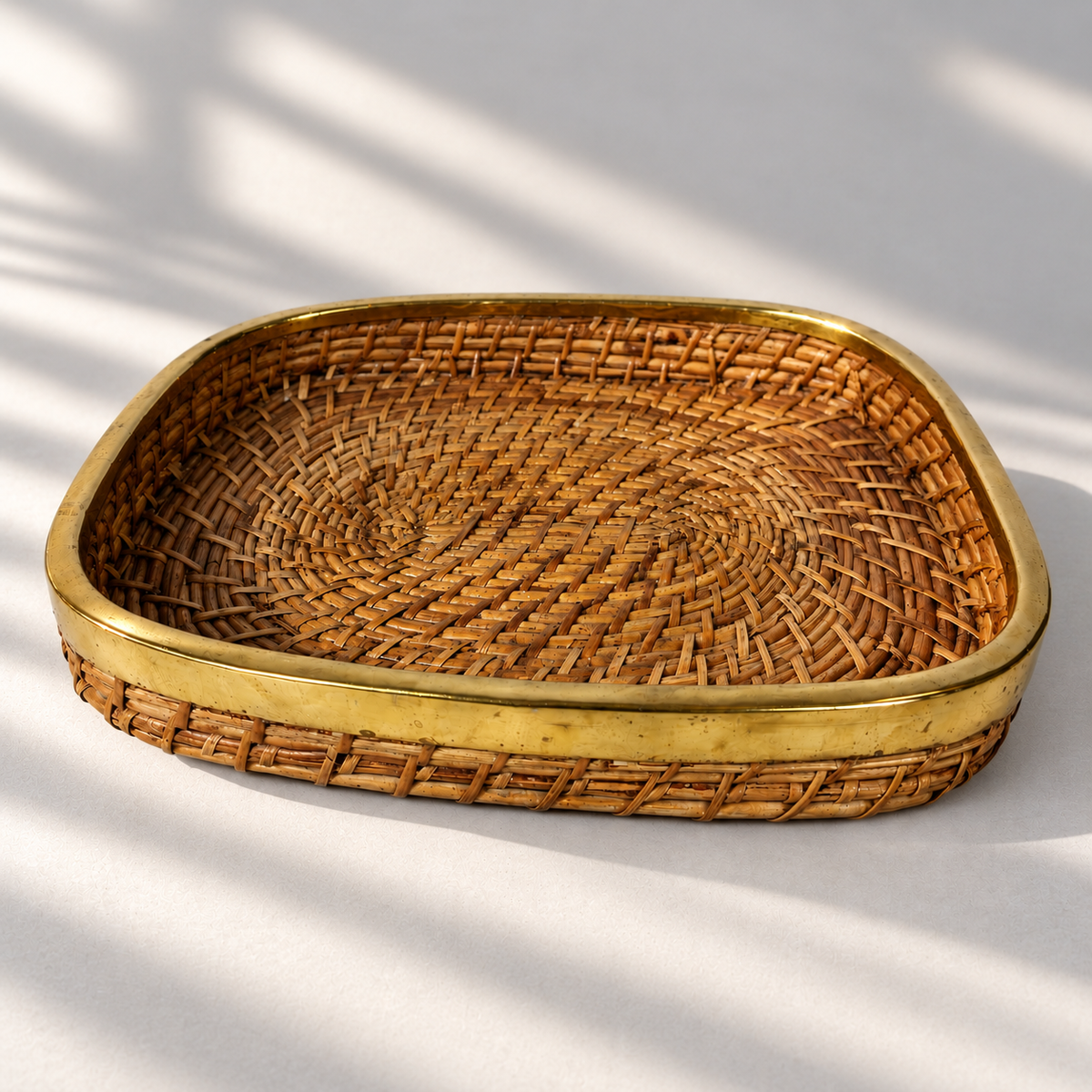 Brass and Pencil Reed Tray