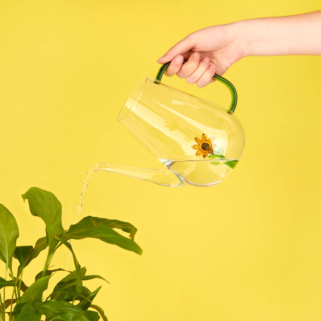 Sunflower Glass Watering Can