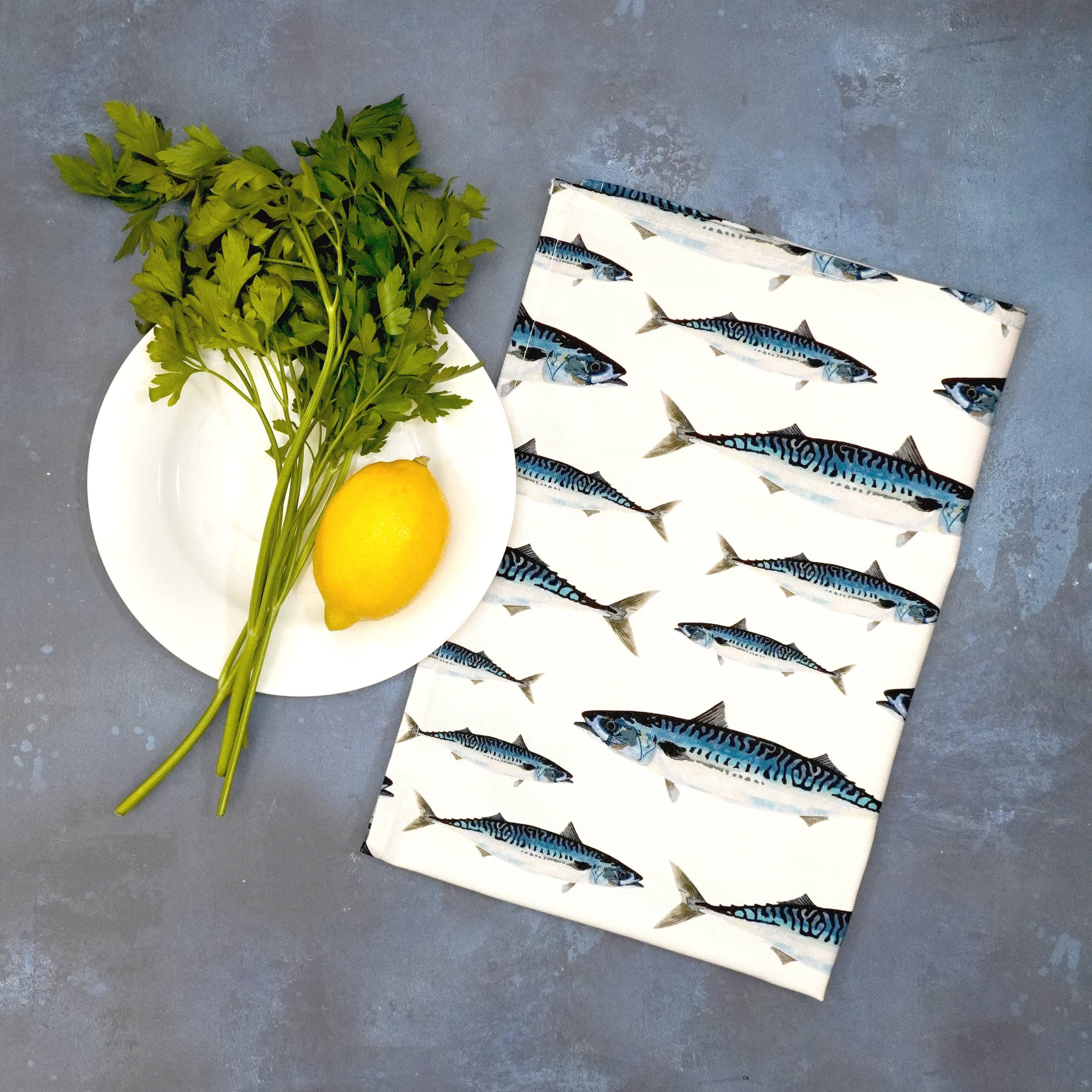 Mackerel Tea Towel 100% Cotton