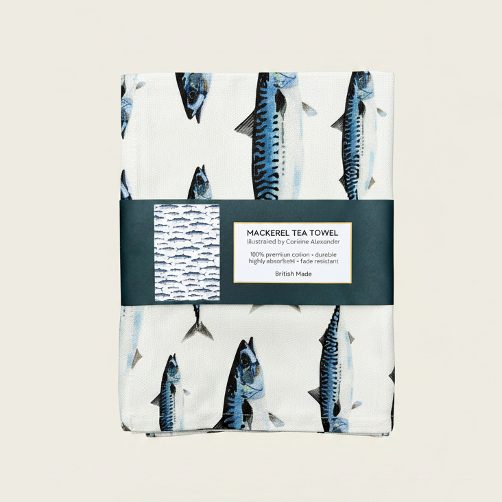 Mackerel Tea Towel 100% Cotton