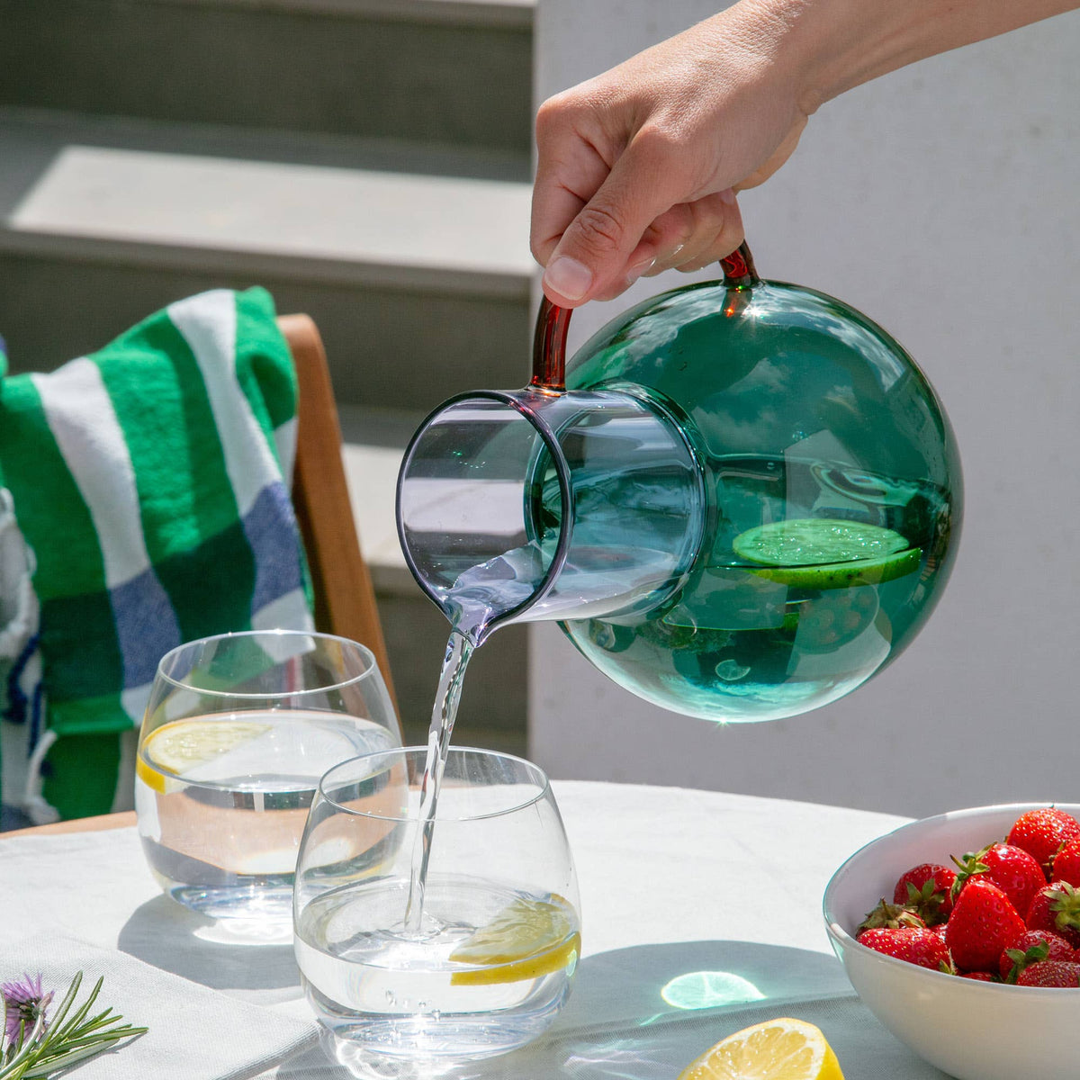 Pablo Glass Jug - Large: Teal Purple Amber