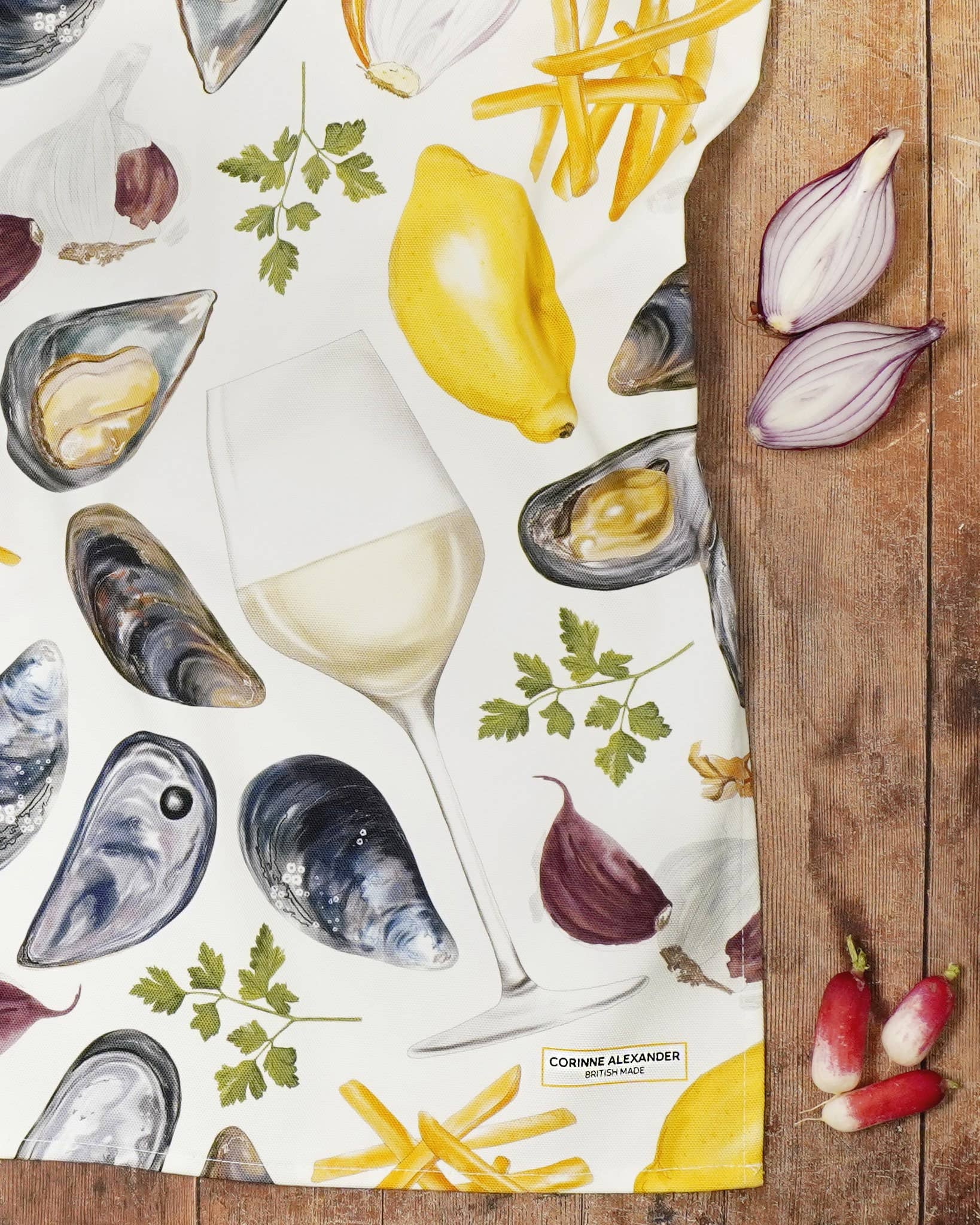 Moules Frites Tea Towel 100% Cotton