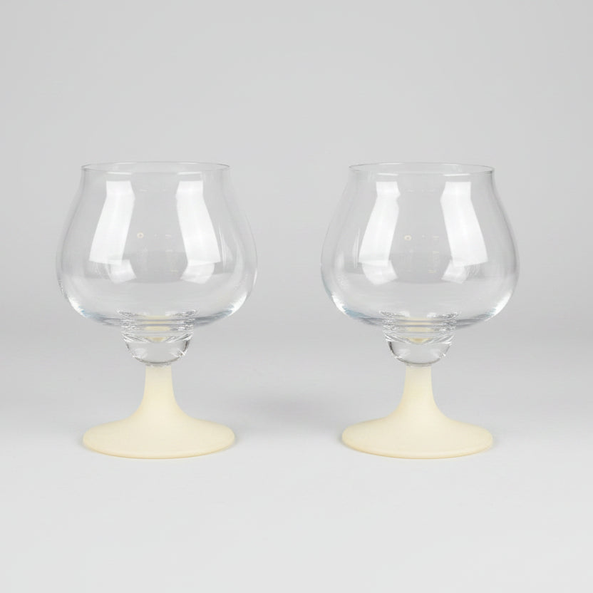 Frosted stem Cognac glasses x2