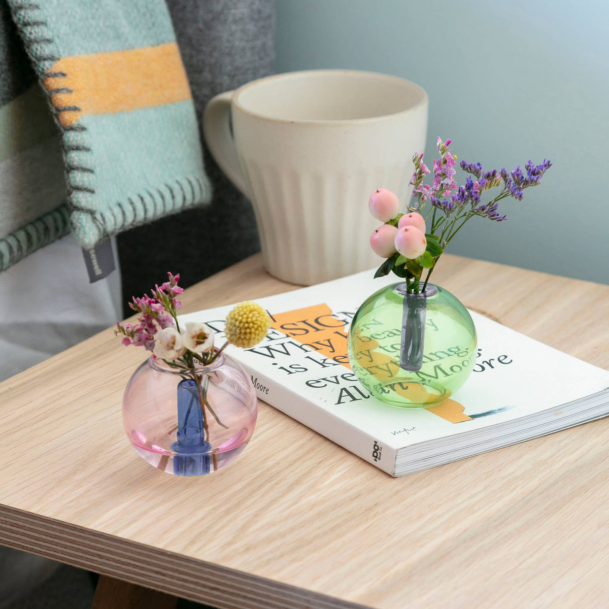 Mini Bubble Glass Vase: Mint and Violet