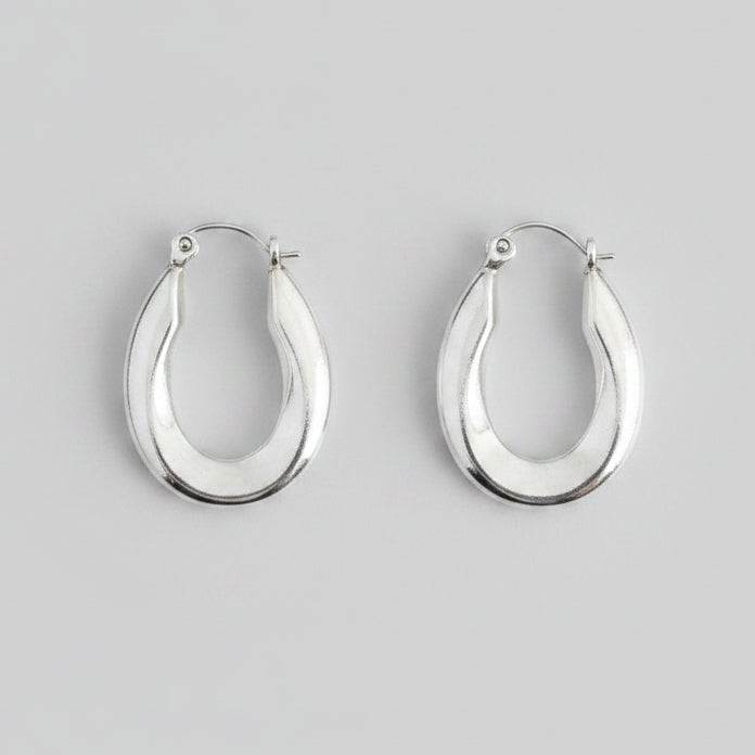 Silver Flat Edged Hoops