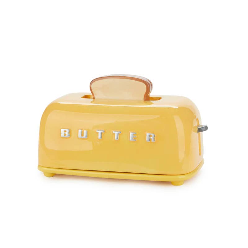 Toasty Ceramic Butter Dish Mustard