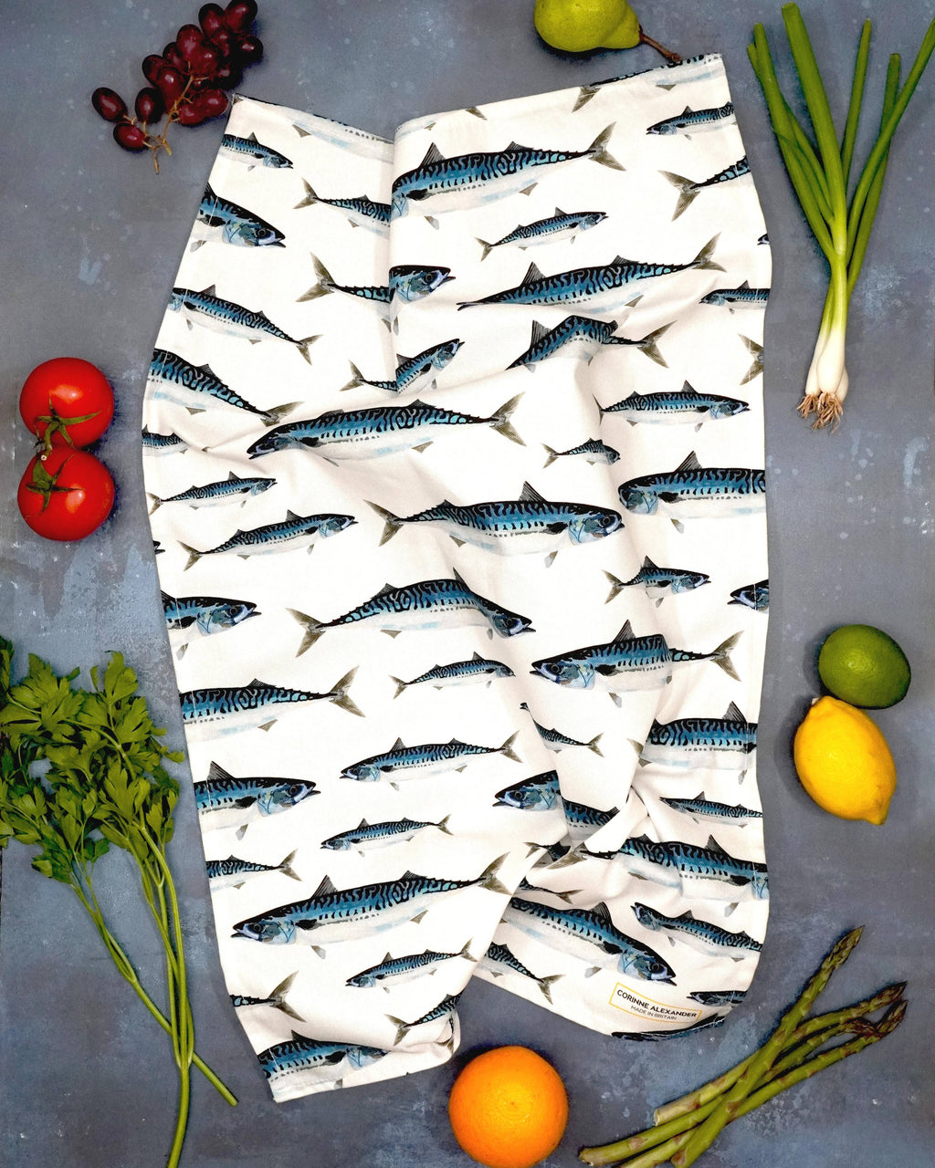 Mackerel Tea Towel 100% Cotton