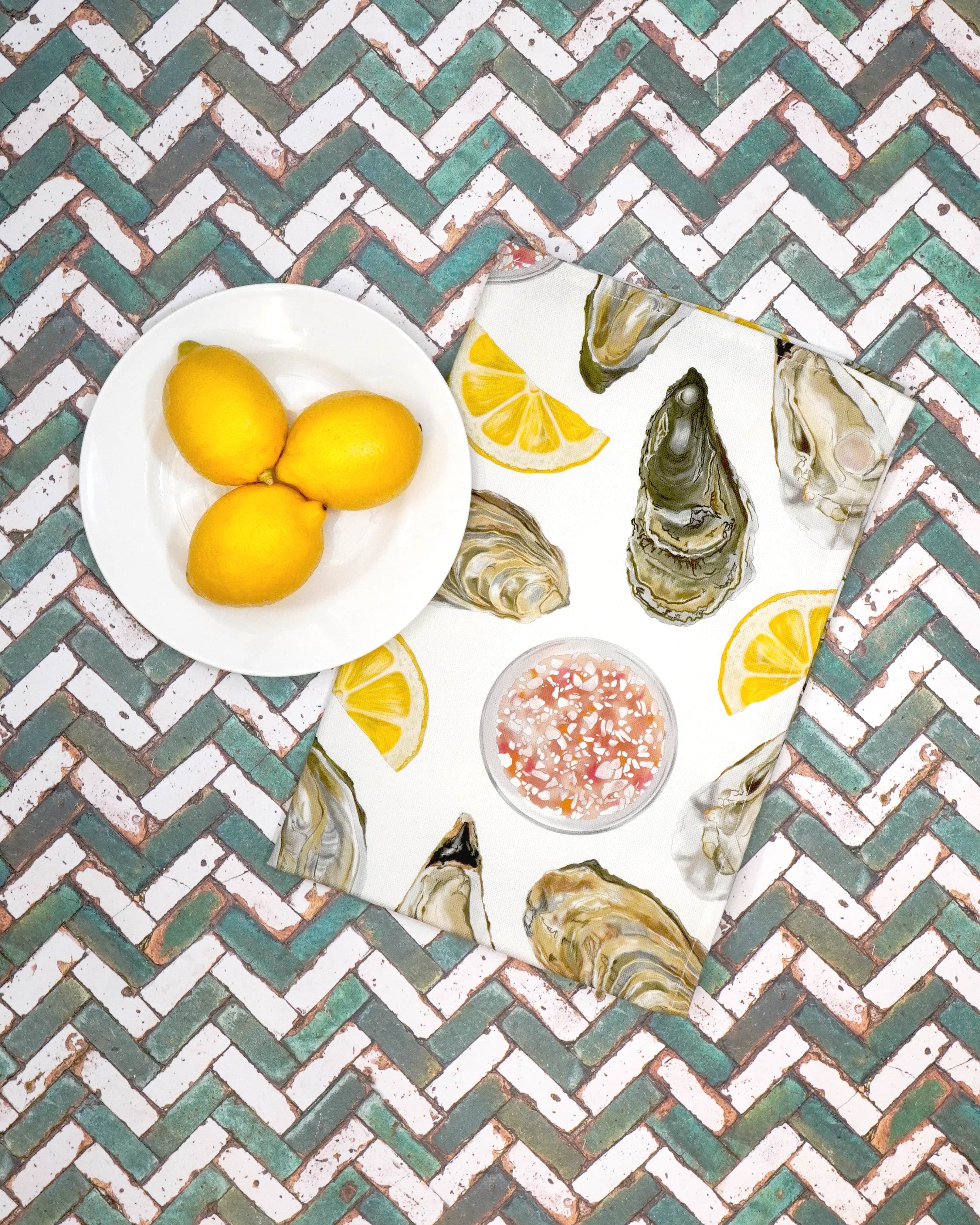 Oyster Tea Towel 100% Cotton