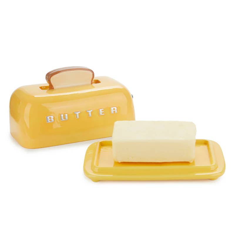 Toasty Ceramic Butter Dish Mustard