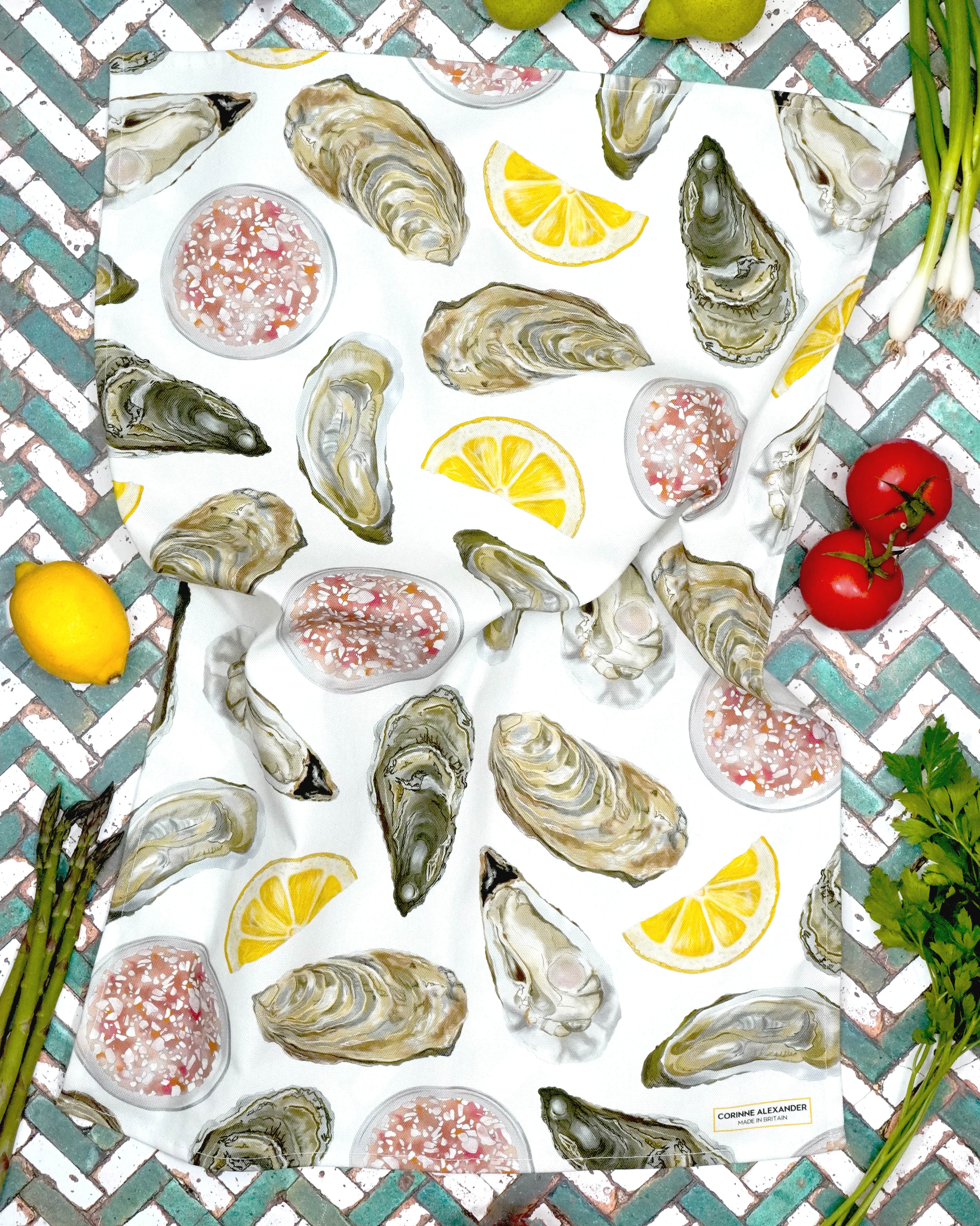 Oyster Tea Towel 100% Cotton