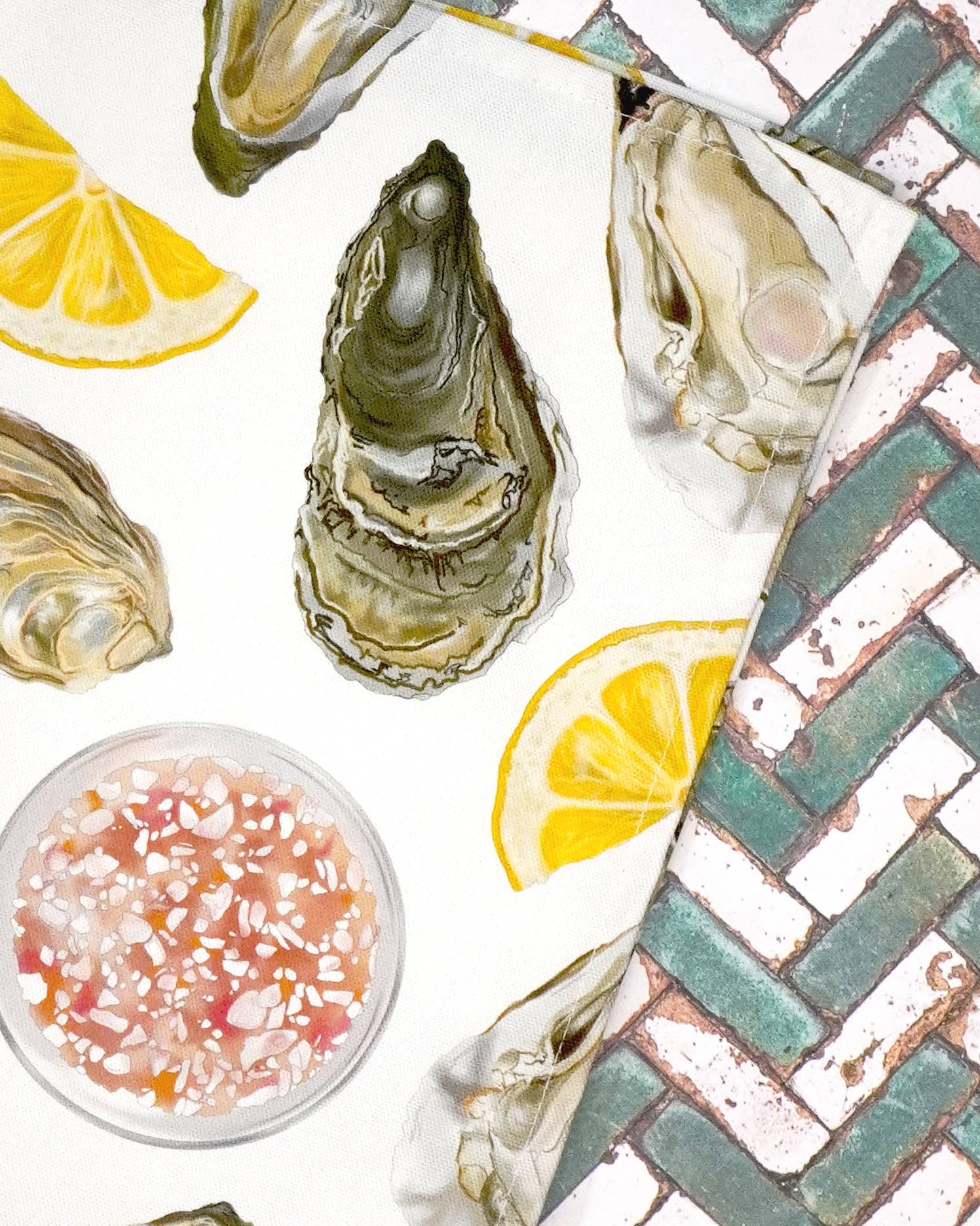 Oyster Tea Towel 100% Cotton