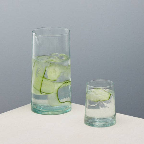 1 litre 100% recycled glass, handblown Carafe.