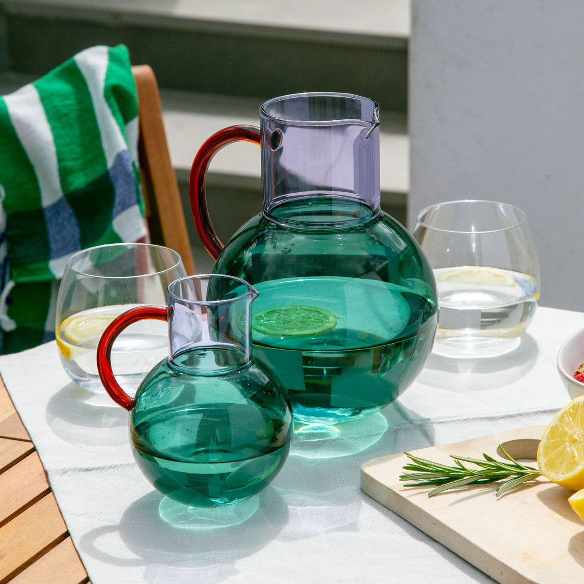 Pablo Glass Jug - Large: Teal Purple Amber