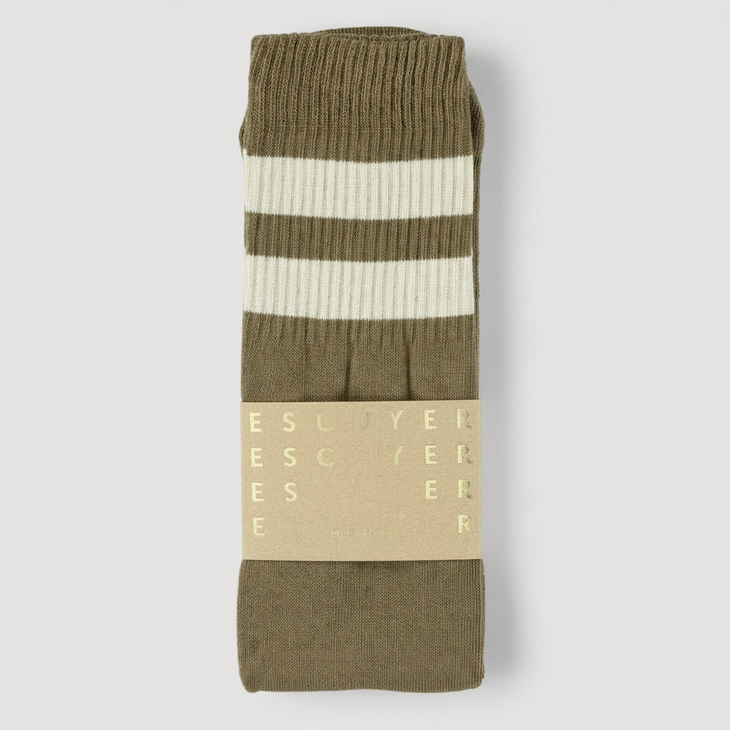 Unisex Tube Socks - Khaki / Ecru: UK 6/10