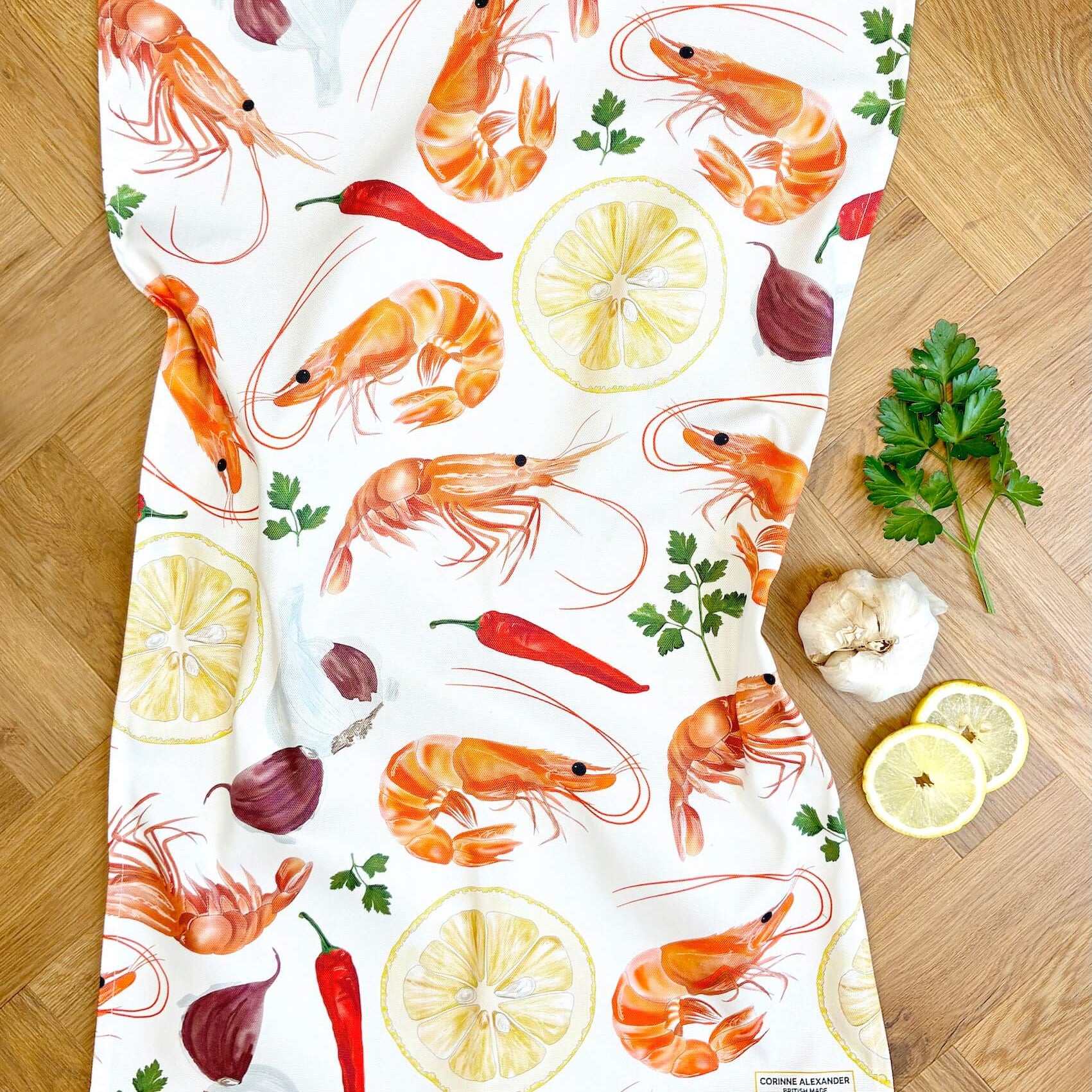 Prawn Tea Towel 100% Cotton