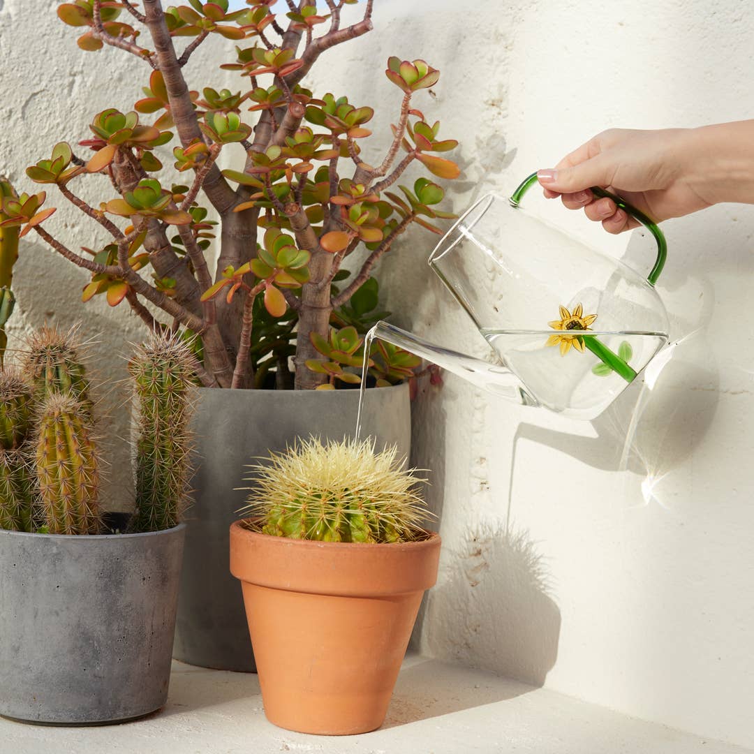 Sunflower Glass Watering Can
