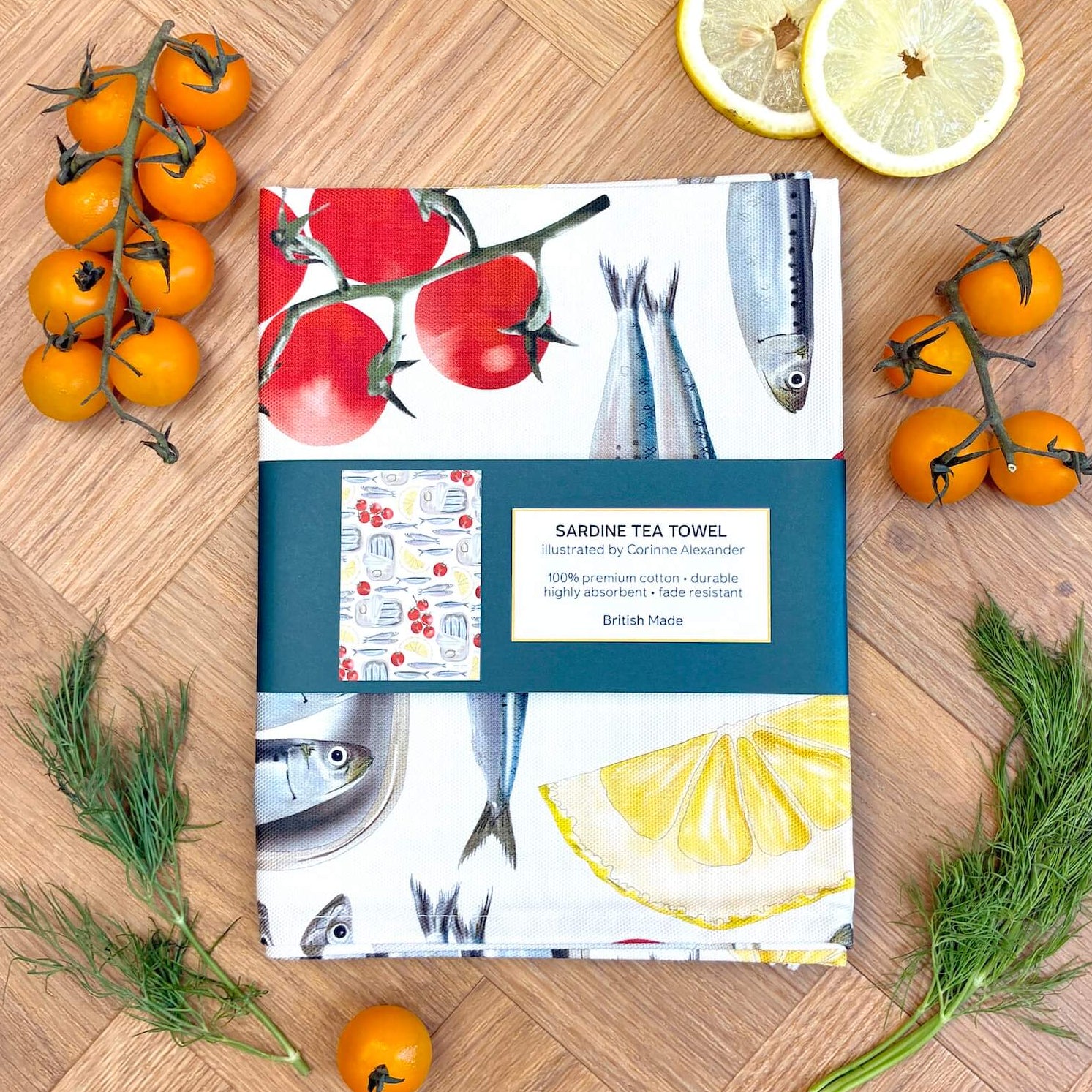 Sardine Tea Towel 100% Cotton