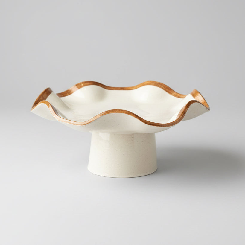 Brown Lip Pedestal Bowl
