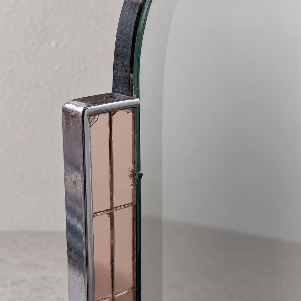 Original Art Deco Peach/Amber Mirror
