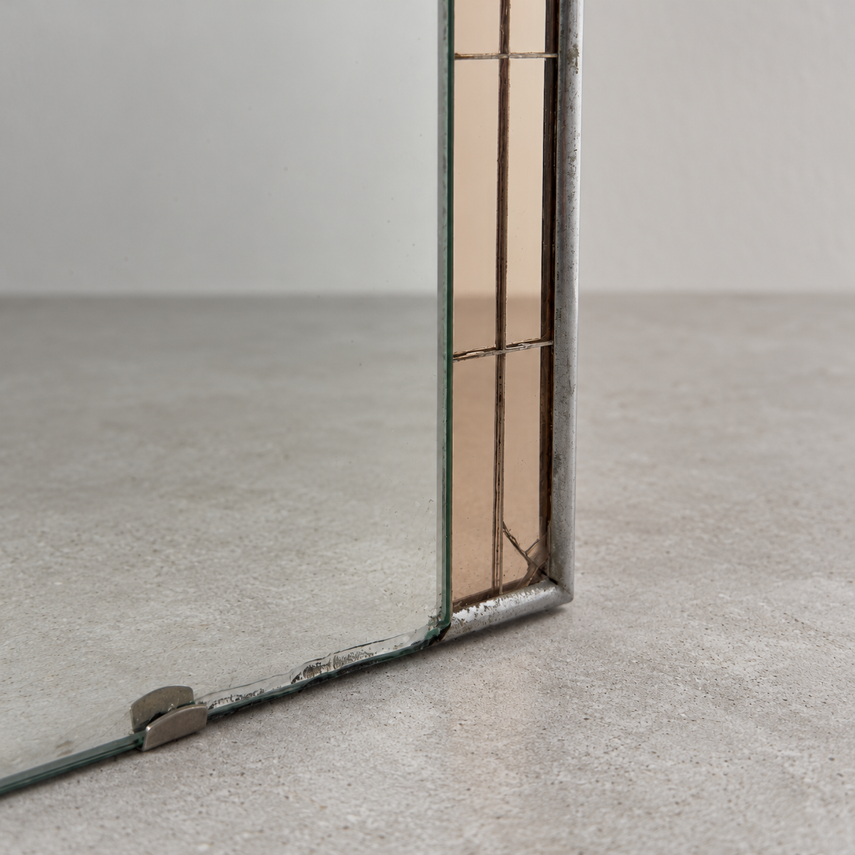 Original Art Deco Peach/Amber Mirror