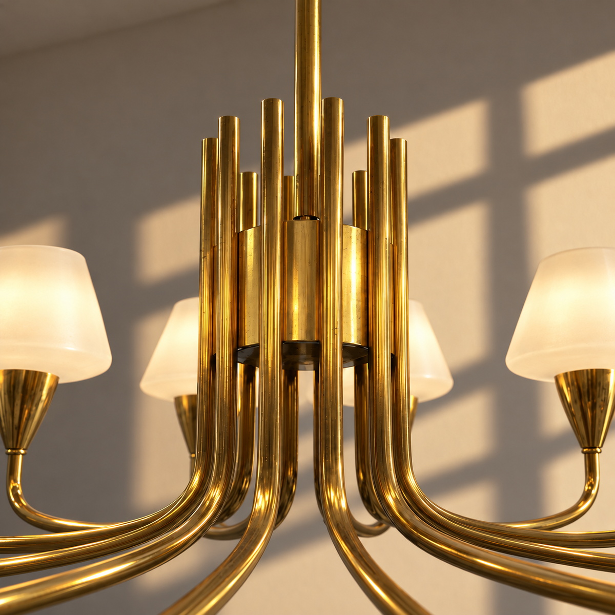 Arne Jacobsen 12-arm Brass Chandelier