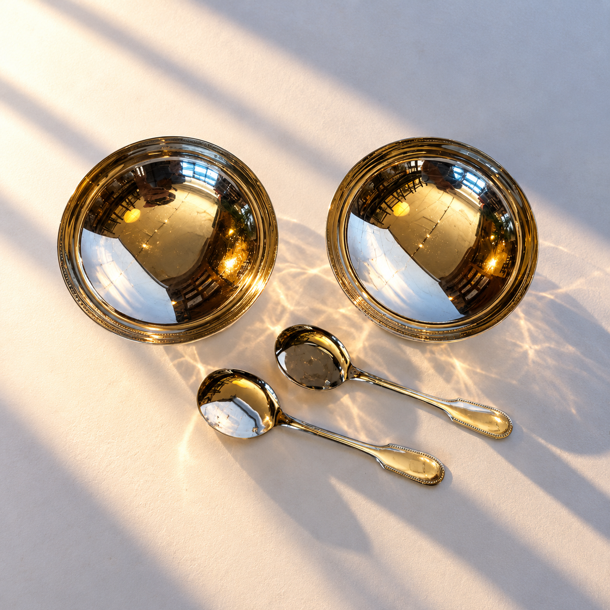 French Chabanne Ice Cream Dishes & Spoons - Set of 2