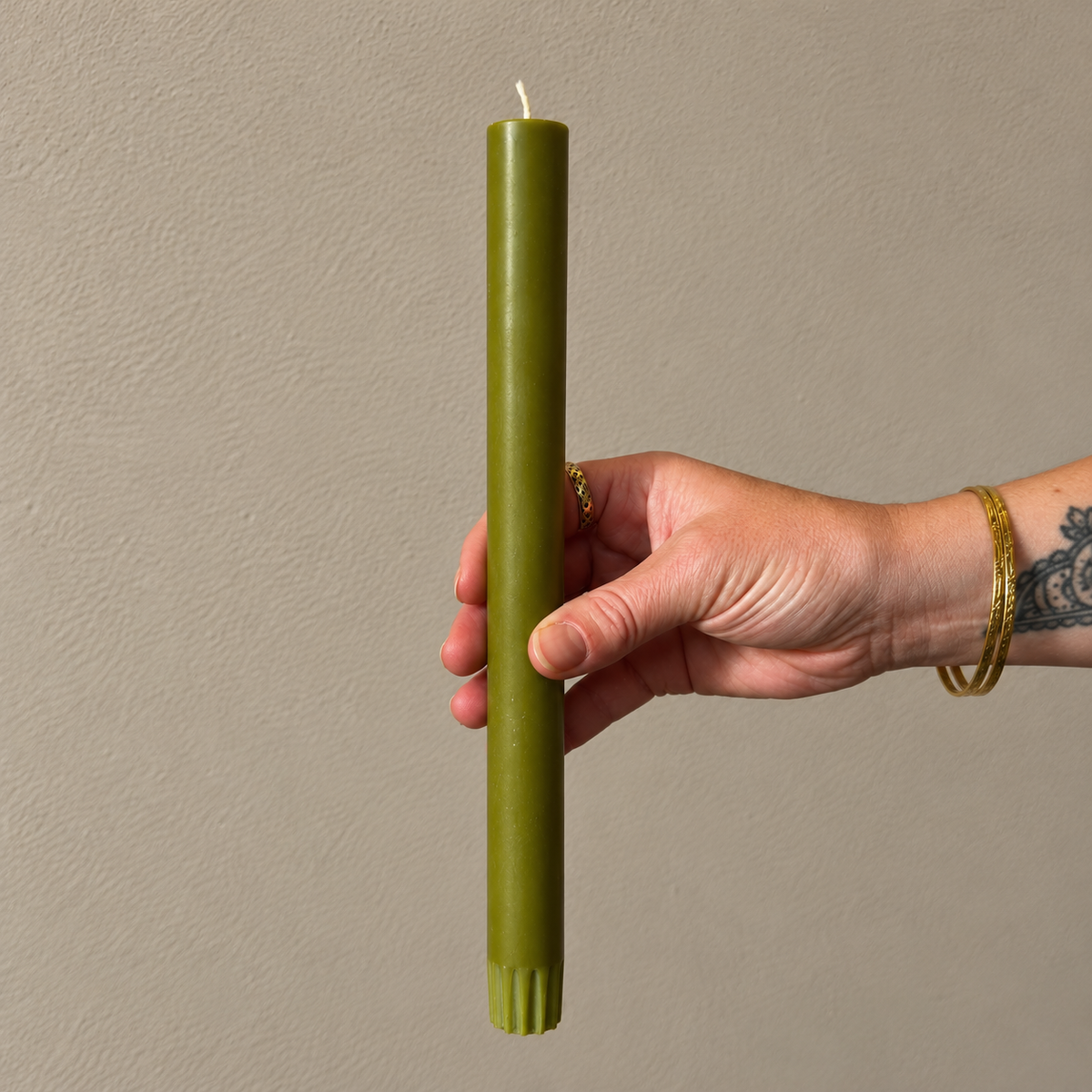 Olive Green Eco Dinner Candle