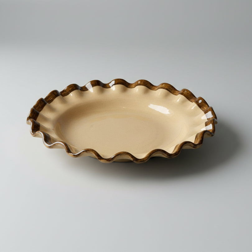 Brown Lip Frilly Bowl
