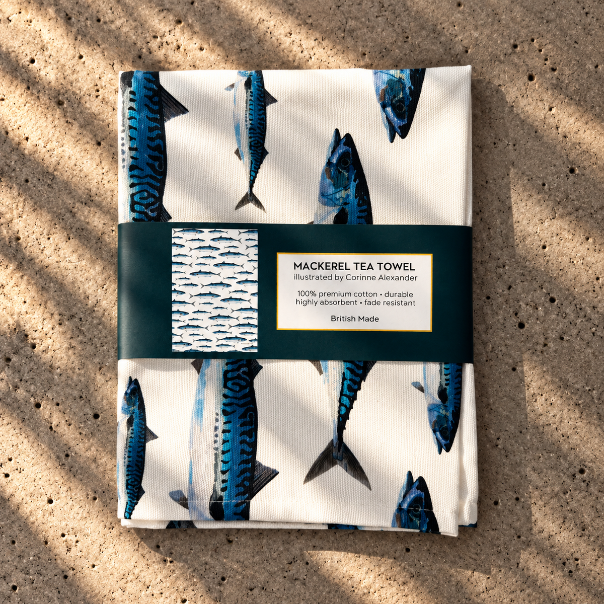 Mackerel Tea Towel 100% Cotton