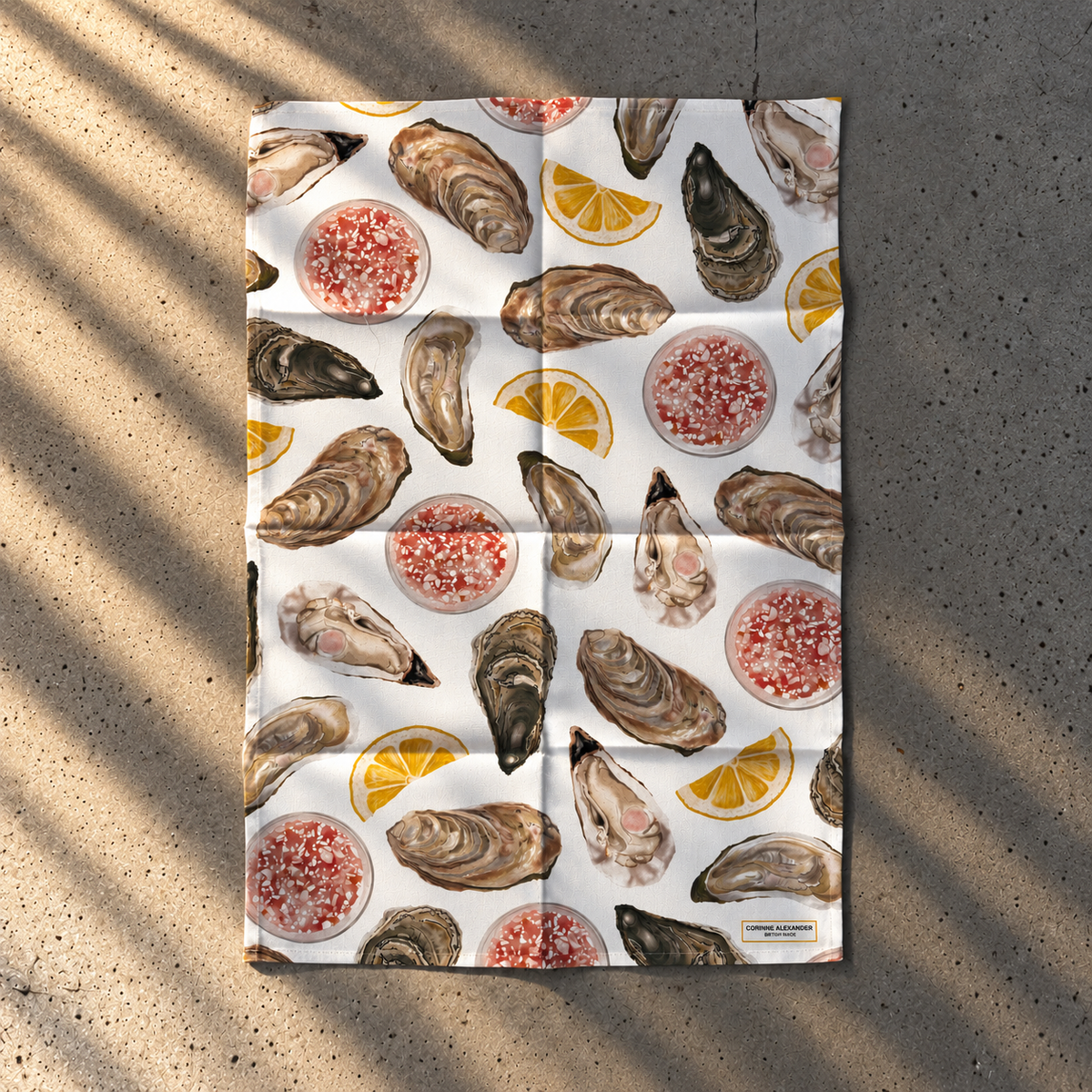 Oyster Tea Towel 100% Cotton